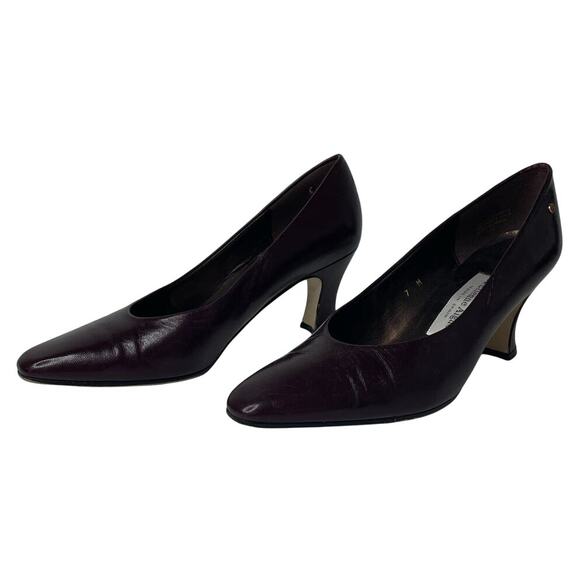 Etienne Aigner Danube Leather Slip On Mid Heel Dress Pumps Burgundy Womens Sz 7M - Picture 1 of 15